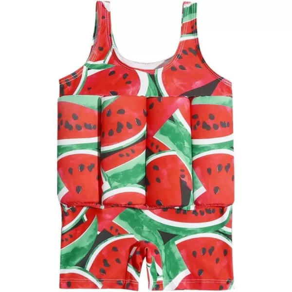 Kids Boys Girls Floatation Swimsuit with Adjustable Buoyancy Baby Float Suit Swim Vest One Piece Swimwear Bathing SuitRed Watermelon