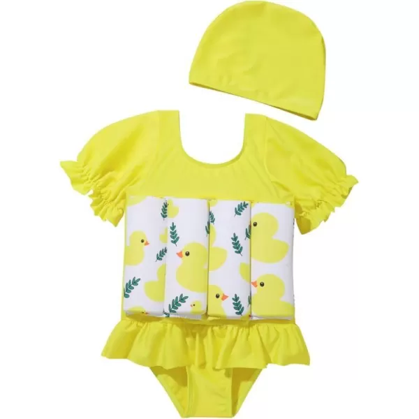 Kids Boys Girls Floatation Swimsuit with Adjustable Buoyancy Baby Float Suit Swim Vest One Piece Swimwear Bathing SuitYellow Duck