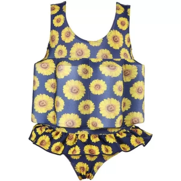 Kids Boys Girls Floatation Swimsuit with Adjustable Buoyancy Baby Float Suit Swim Vest One Piece Swimwear Bathing SuitYellow Sunflower