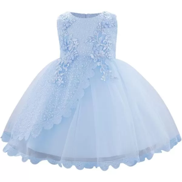 Lace Flower Girls Sequins Bow Tutu Dress for Infant Baby Christening Baptism Communion Birthday Party Wedding DressesBlue