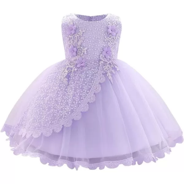 Lace Flower Girls Sequins Bow Tutu Dress for Infant Baby Christening Baptism Communion Birthday Party Wedding DressesPurple