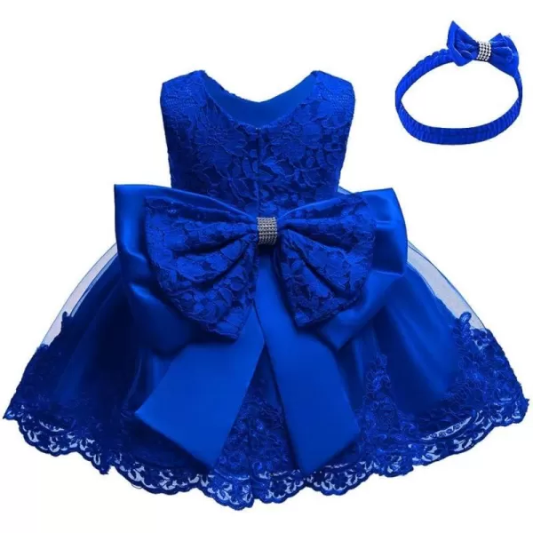 Lace Flower Girls Tutu Dress for Kids Baby Christening Baptism Communion Birthday Party Formal Wedding DressesHeadwearRoyal Blue