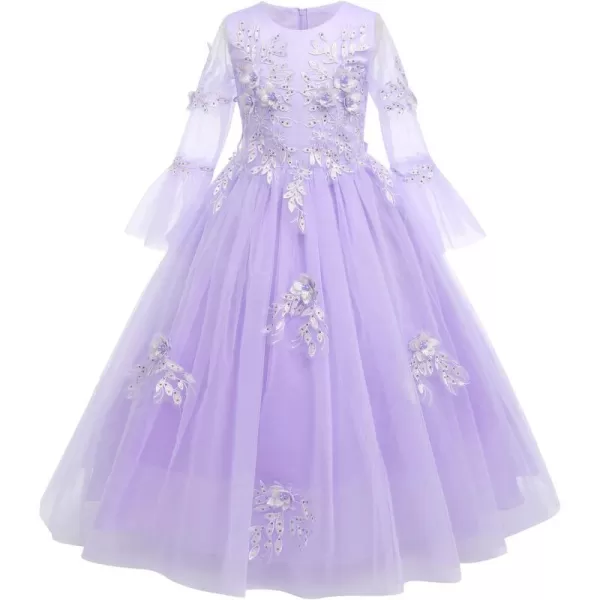 Sequins Tulle Sheer 34 Sleeves Flower Girl Lace Dress for Kids Wedding Bridesmaid Pageant Party Long Princess DressesSequins Tulle Sheer 34 Sleeves Flower Girl Lace Dress for Kids Wedding Bridesmaid Pageant Party Long Princess Dresses