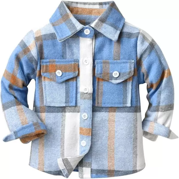 Toddler Baby Boys Plaid Flannel Shirt Long Sleeve Button Down Shirts FurLined Jacket Shirt Winter Fall Tops ClothesBlue