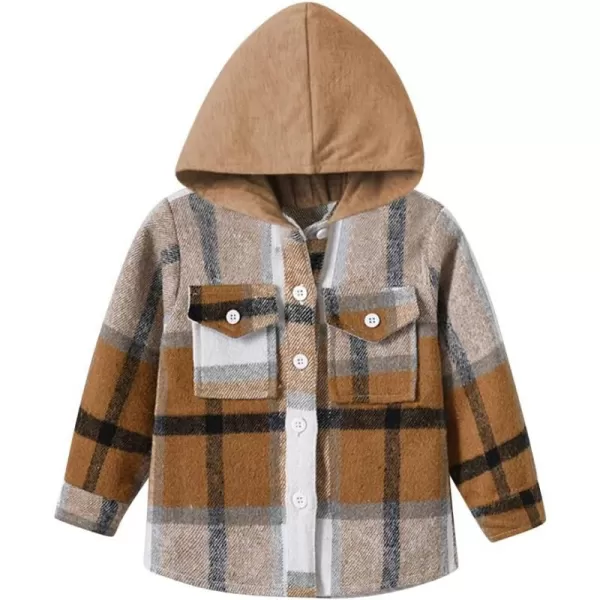 Toddler Baby Boys Plaid Flannel Shirt Long Sleeve Button Down Shirts FurLined Jacket Shirt Winter Fall Tops ClothesCoffee Hoodie