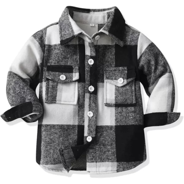 Toddler Baby Boys Plaid Flannel Shirt Long Sleeve Button Down Shirts FurLined Jacket Shirt Winter Fall Tops ClothesDark Gray