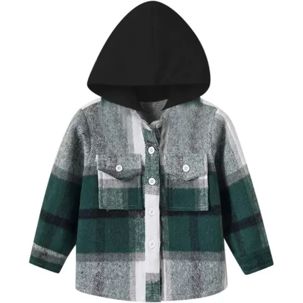 Toddler Baby Boys Plaid Flannel Shirt Long Sleeve Button Down Shirts FurLined Jacket Shirt Winter Fall Tops ClothesGreen  Black Hoodie