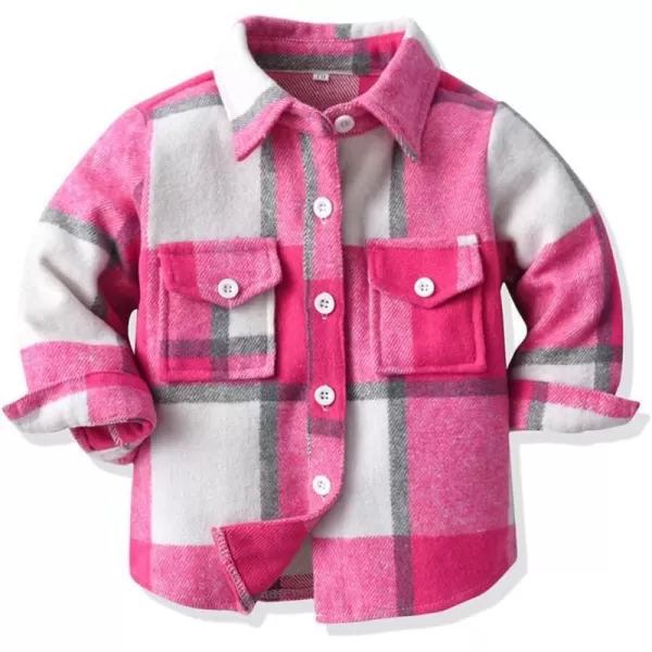 Toddler Baby Boys Plaid Flannel Shirt Long Sleeve Button Down Shirts FurLined Jacket Shirt Winter Fall Tops ClothesPink  White