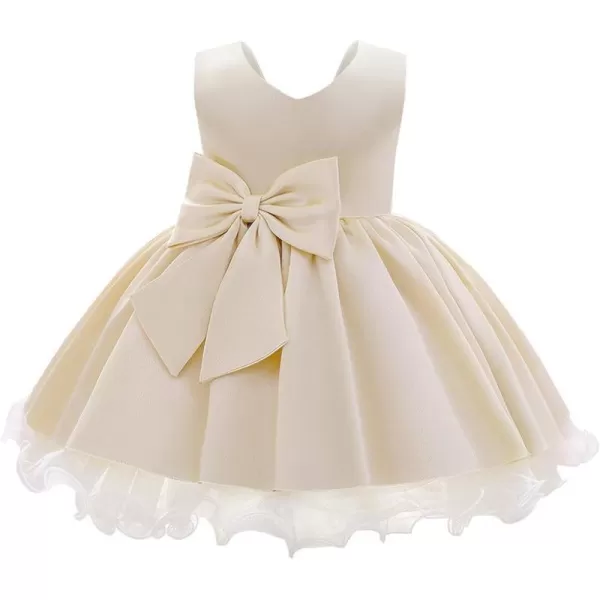 Toddler Baby Flower Girls Bowknot Tutu Dress Princess Pageant Wedding Birthday Party VBack Backless Puffy Tulle GownChampagne