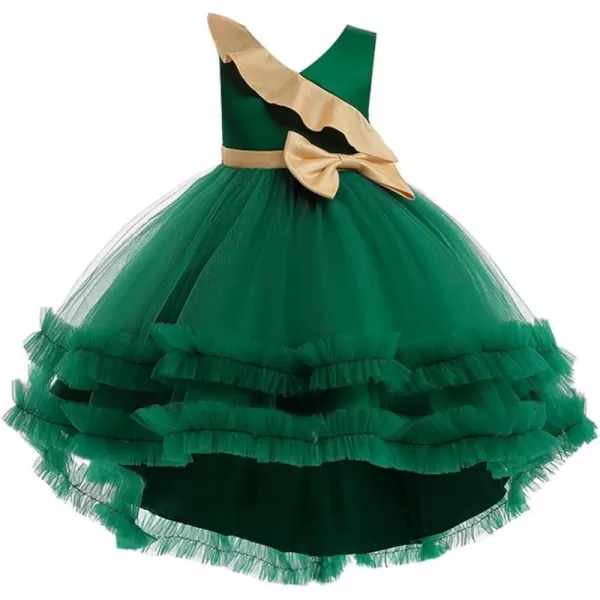 Toddler Baby Flower Girls Sequins Bowknot High Low Tutu Dress Petal Lace Princess Pageant Wedding Birthday Party Formal GownGreen  High Low