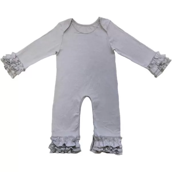 Toddler Baby Girl Icing Ruffle Jumpsuit Pants Long Sleeve Romper Birthday OutfitGray