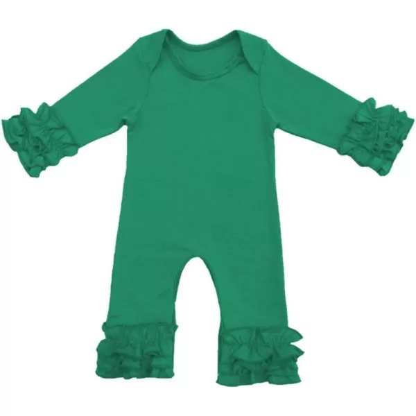 Toddler Baby Girl Icing Ruffle Jumpsuit Pants Long Sleeve Romper Birthday OutfitGreen