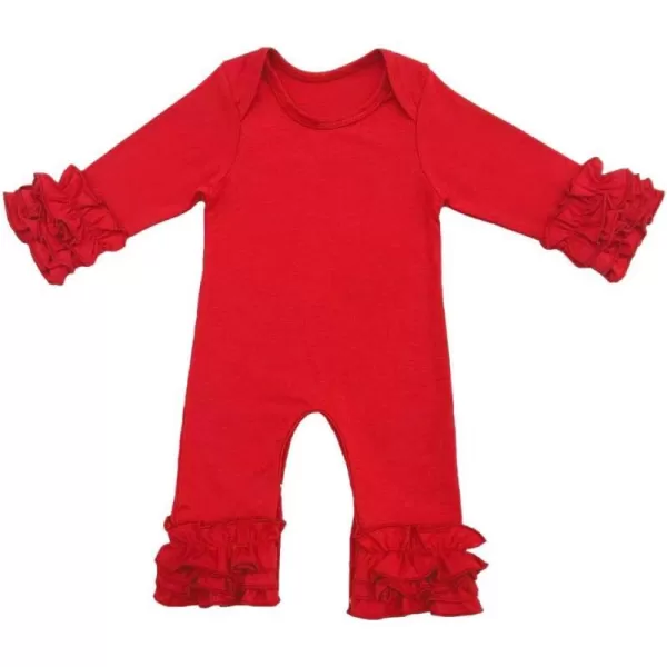 Toddler Baby Girl Icing Ruffle Jumpsuit Pants Long Sleeve Romper Birthday OutfitRed