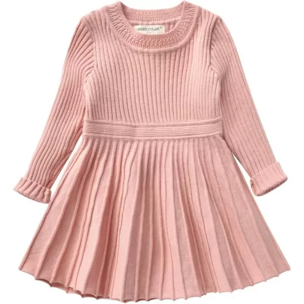 Toddler Baby Girl Knit Sweater Dress Kids Ruffle Long Sleeve Casual Birthday Christmas Party Dresses Top Winter OutfitPink  Ruffle