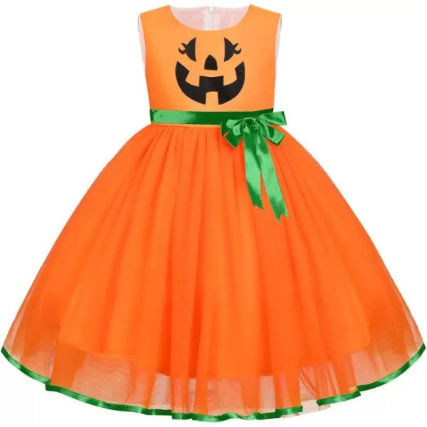 Toddler Baby Girls Halloween Pumpkin Dress Ghost Costume Princess Pageant Birthday Party Gown Fancy Dress up CosplayOrange Pumpkin