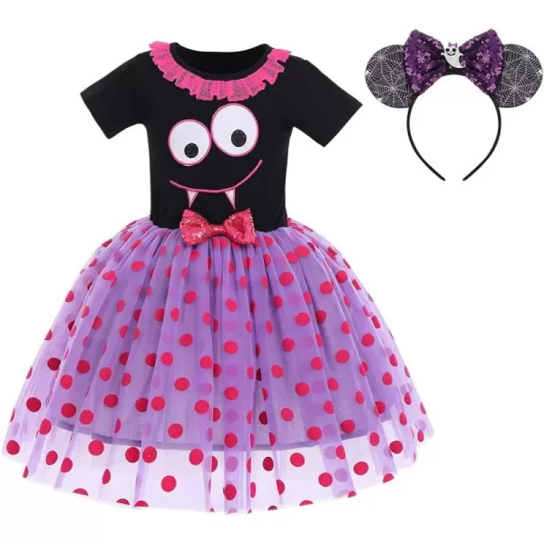 Toddler Baby Girls Halloween Pumpkin Dress Ghost Costume Princess Pageant Birthday Party Gown Fancy Dress up CosplayPurple  Black Devil 2pcs Outfit