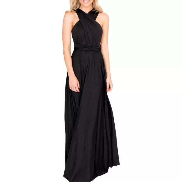 Women Transformer Convertible Bridesmaid Maxi Dress MultiWay Wrap Evening Dress Formal Wedding Party Long DressesBlack