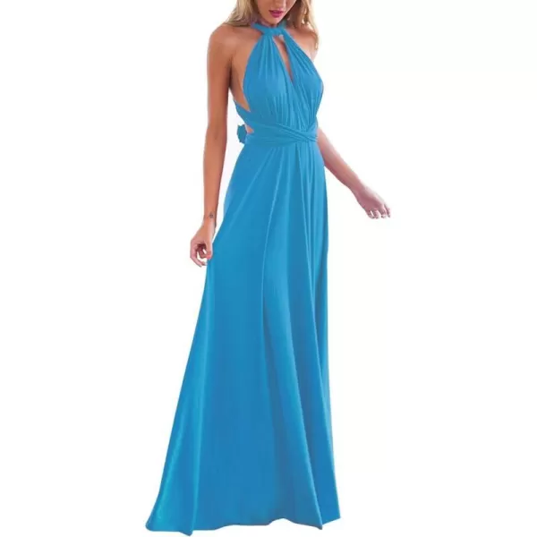 Women Transformer Convertible Bridesmaid Maxi Dress MultiWay Wrap Evening Dress Formal Wedding Party Long DressesBlue