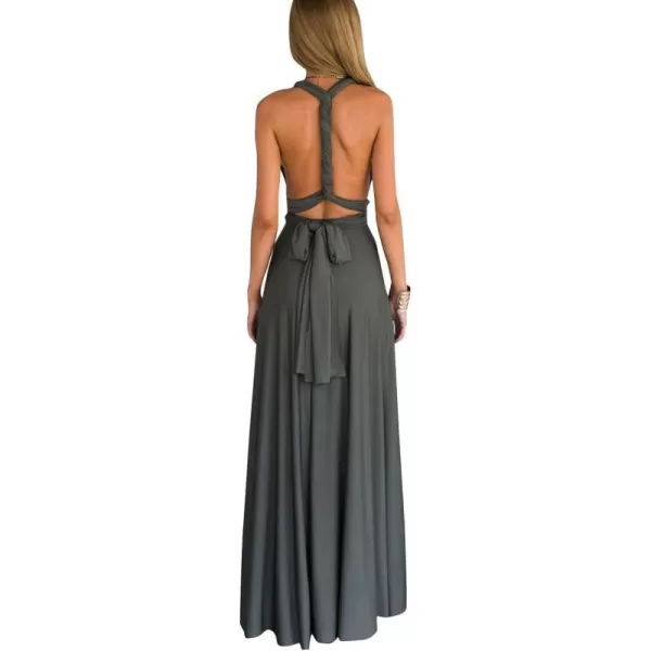 Women Transformer Convertible Bridesmaid Maxi Dress MultiWay Wrap Evening Dress Formal Wedding Party Long DressesDark Gray