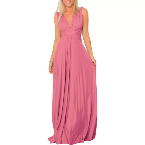 Women Transformer Convertible Bridesmaid Maxi Dress MultiWay Wrap Evening Dress Formal Wedding Party Long DressesDark Pink