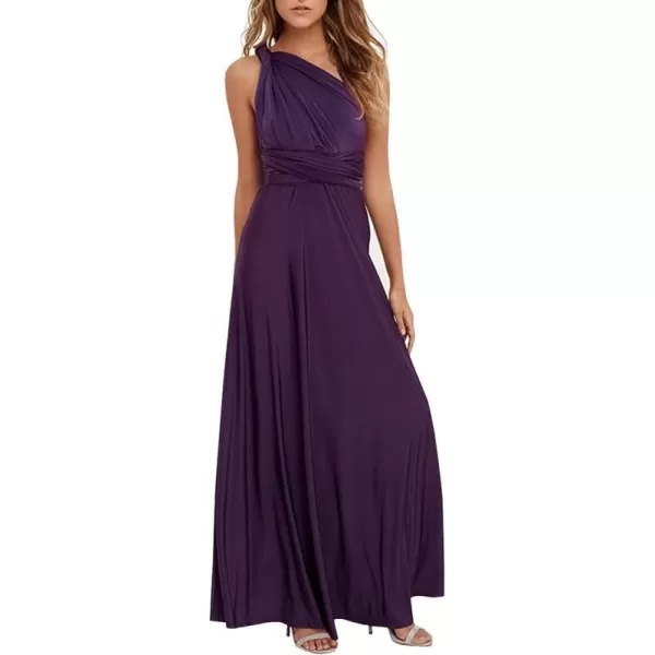 Women Transformer Convertible Bridesmaid Maxi Dress MultiWay Wrap Evening Dress Formal Wedding Party Long DressesDark Purple