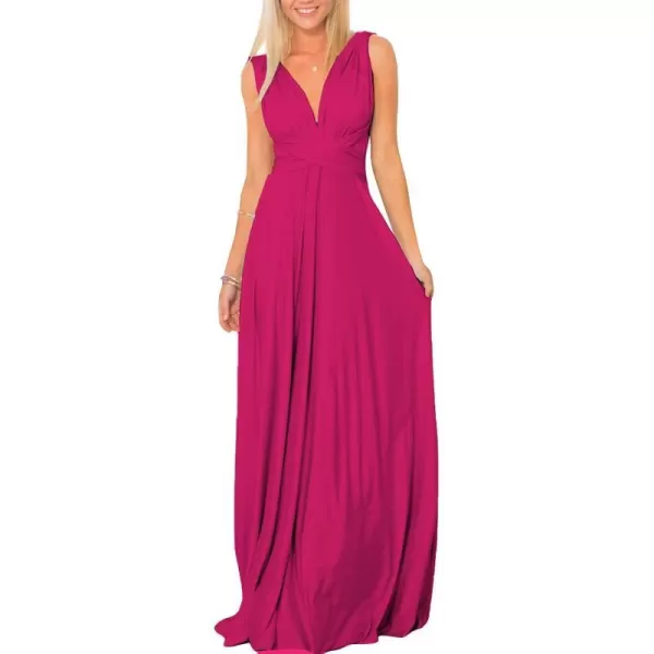 Women Transformer Convertible Bridesmaid Maxi Dress MultiWay Wrap Evening Dress Formal Wedding Party Long DressesHot Pink