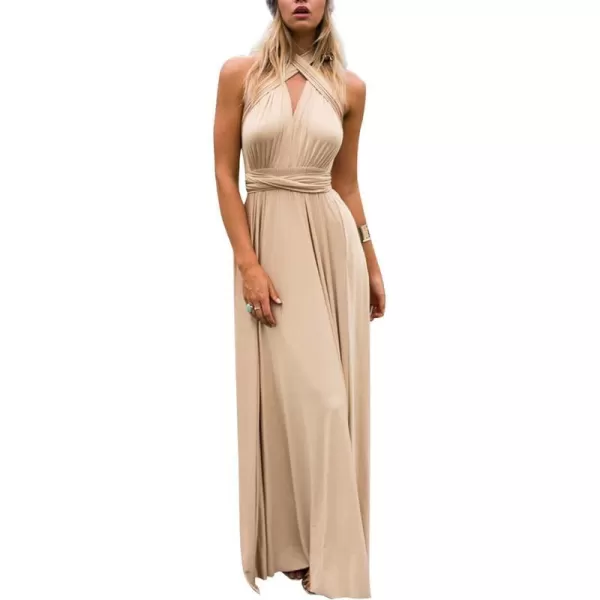 Women Transformer Convertible Bridesmaid Maxi Dress MultiWay Wrap Evening Dress Formal Wedding Party Long DressesLight Apricot