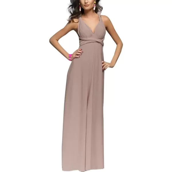 Women Transformer Convertible Bridesmaid Maxi Dress MultiWay Wrap Evening Dress Formal Wedding Party Long DressesLight Brown