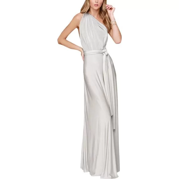 Women Transformer Convertible Bridesmaid Maxi Dress MultiWay Wrap Evening Dress Formal Wedding Party Long DressesLight Gray