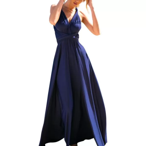 Women Transformer Convertible Bridesmaid Maxi Dress MultiWay Wrap Evening Dress Formal Wedding Party Long DressesNavy Blue