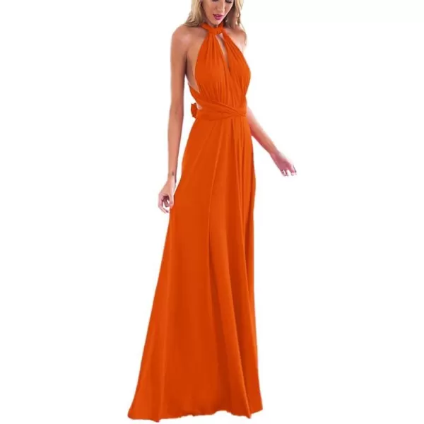 Women Transformer Convertible Bridesmaid Maxi Dress MultiWay Wrap Evening Dress Formal Wedding Party Long DressesOrange