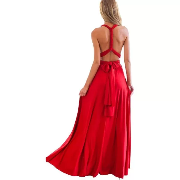 Women Transformer Convertible Bridesmaid Maxi Dress MultiWay Wrap Evening Dress Formal Wedding Party Long DressesRed