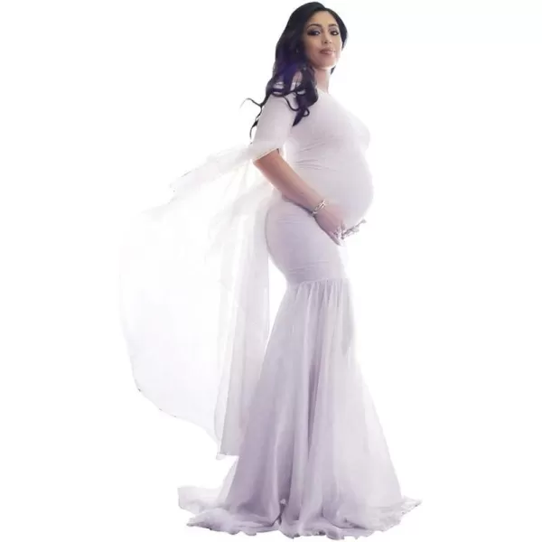 Womens Flare Long Sleeve Off Shoulder Maternity Dress for Photography Fit Maxi Chiffon Maternity Gown for PhotoshootWomens Flare Long Sleeve Off Shoulder Maternity Dress for Photography Fit Maxi Chiffon Maternity Gown for Photoshoot