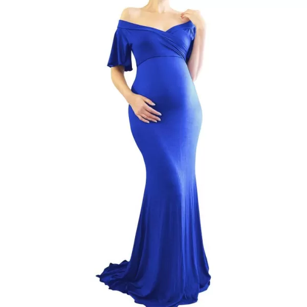 Womens Off Shoulder Maternity Dress CrossFront V Neck Short Sleeve Casual Photography Fit Maxi Gown for PhotoshootWomens Off Shoulder Maternity Dress CrossFront V Neck Short Sleeve Casual Photography Fit Maxi Gown for Photoshoot