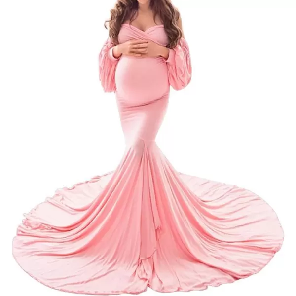 Womens Off Shoulder Maternity Dress Slim Cross Front VNeck Long Sleeve Gowns for Photography Baby Shower PhotoshootWomens Off Shoulder Maternity Dress Slim Cross Front VNeck Long Sleeve Gowns for Photography Baby Shower Photoshoot