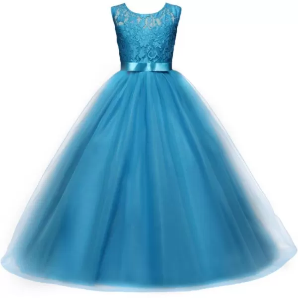 Yaphyee Flower Girl Kid Princess Long Pageant Formal Wedding Bridesmaid Party Maxi DressBlue