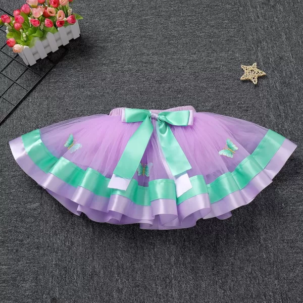 imageIDOPIP Ladybug Cow Bee 1st Birthday Outfit for Baby Girls Flutter Sleeves Romper Tutu Skirt Headband Bowknot Dress up CostumePurple Butterfly  Bow