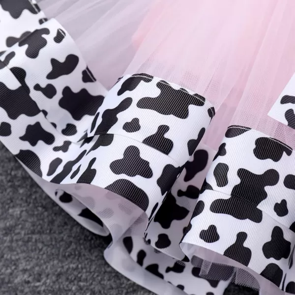 imageIDOPIP Ladybug Cow Bee 1st Birthday Outfit for Baby Girls Flutter Sleeves Romper Tutu Skirt Headband Bowknot Dress up CostumeWhite Cow  1st Birthday
