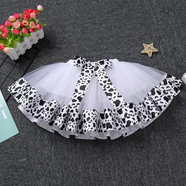 imageIDOPIP Ladybug Cow Bee 1st Birthday Outfit for Baby Girls Flutter Sleeves Romper Tutu Skirt Headband Bowknot Dress up CostumeWhite Cow  Bow