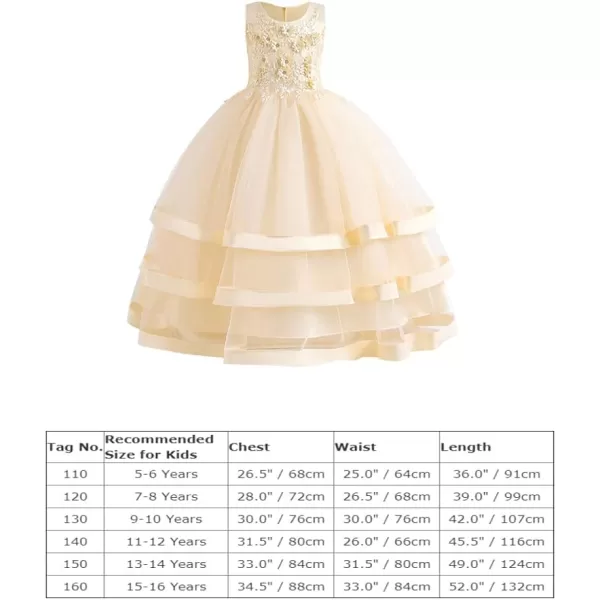 imageFlower Girl Lace Dress for Kids Wedding Bridesmaid Pageant Formal Long Prom Gown Princess Communion Puffy Tulle DressesChampagne