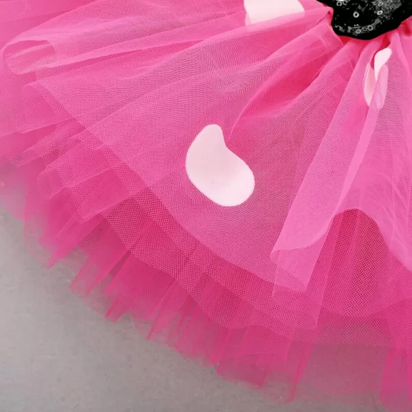 imageIDOPIP 3rd Birthday Girl Outfit Baby Shirt Polka Dots Tutu Skirt Ear Headband for 3 Year Old Princess Cake Smash Photo PropHot Pink  Sequins
