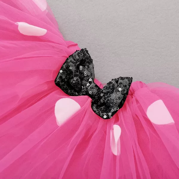 imageIDOPIP 3rd Birthday Girl Outfit Baby Shirt Polka Dots Tutu Skirt Ear Headband for 3 Year Old Princess Cake Smash Photo PropHot Pink  Sequins