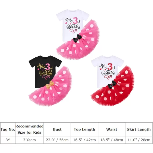 imageIDOPIP 3rd Birthday Girl Outfit Baby Shirt Polka Dots Tutu Skirt Ear Headband for 3 Year Old Princess Cake Smash Photo PropHot Pink  Sequins