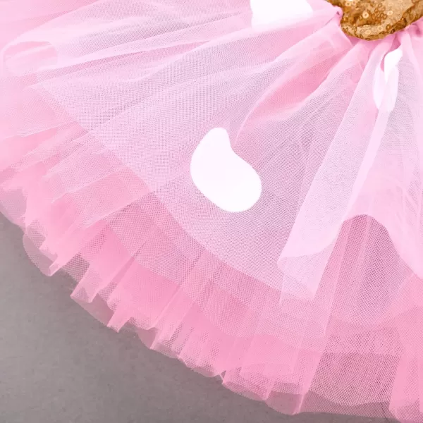 imageIDOPIP 3rd Birthday Girl Outfit Baby Shirt Polka Dots Tutu Skirt Ear Headband for 3 Year Old Princess Cake Smash Photo PropPink