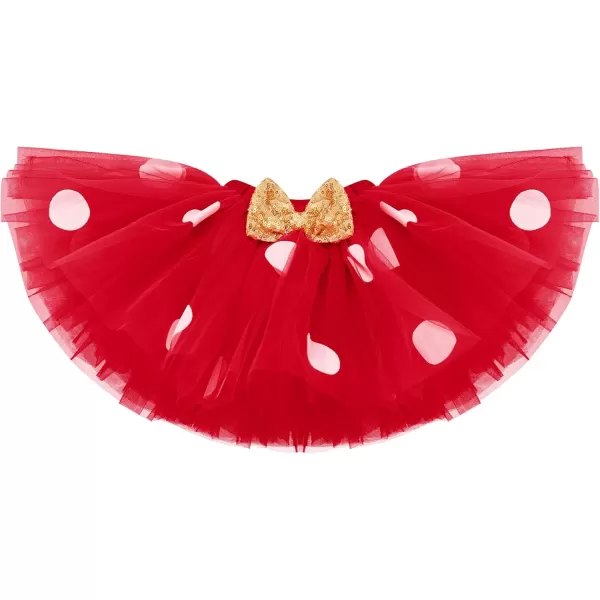 imageIDOPIP 3rd Birthday Girl Outfit Baby Shirt Polka Dots Tutu Skirt Ear Headband for 3 Year Old Princess Cake Smash Photo PropRed  Three
