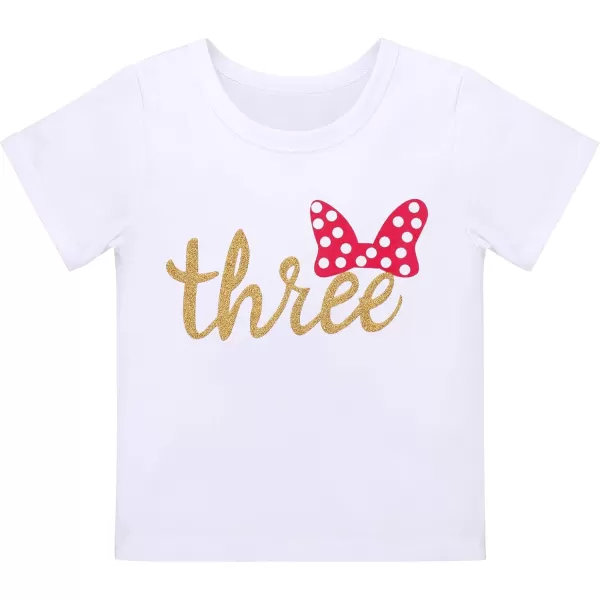 imageIDOPIP 3rd Birthday Girl Outfit Baby Shirt Polka Dots Tutu Skirt Ear Headband for 3 Year Old Princess Cake Smash Photo PropRed  Three