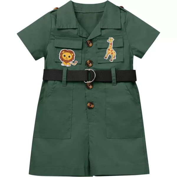 imageIDOPIP Girl Jungle Safari Outfit Wild Birthday RomperHat Jumpsuit Birthday Party Clothes Overall Shorts Photo Shoot BodysuitGreen