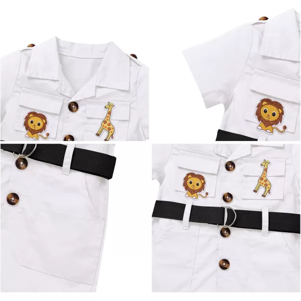 imageIDOPIP Girl Jungle Safari Outfit Wild Birthday RomperHat Jumpsuit Birthday Party Clothes Overall Shorts Photo Shoot BodysuitWhite