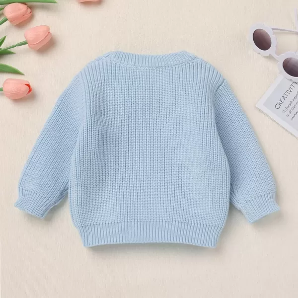 imageIDOPIP Toddler Baby Girls First Birthday Outfit Boho Embroidery One Sweater Top Knit Pullover Sweatshirt Fall Winter ClothesBlue One  Snowflake