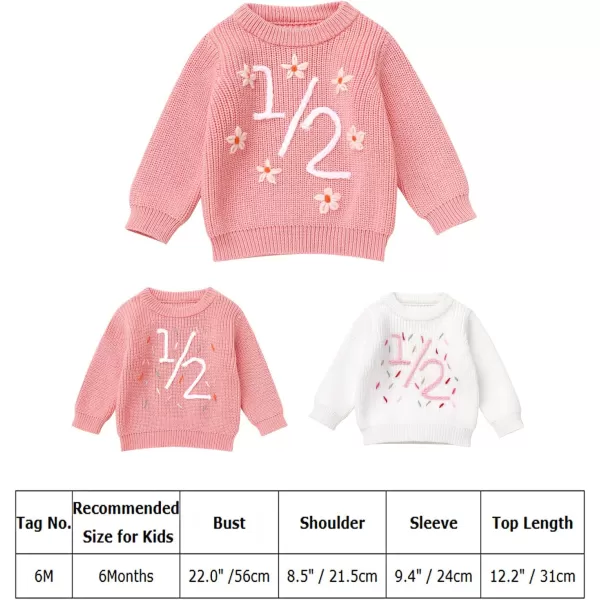 imageIDOPIP Toddler Baby Girls First Birthday Outfit Boho Embroidery One Sweater Top Knit Pullover Sweatshirt Fall Winter ClothesPink 12